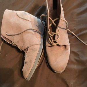 Tan wedged ankle boots